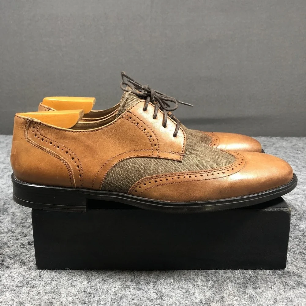 JBE Jean Baptiste Ebrard Shoes Mens Size 11-11.5 Brown Leather Wingtip Brogue